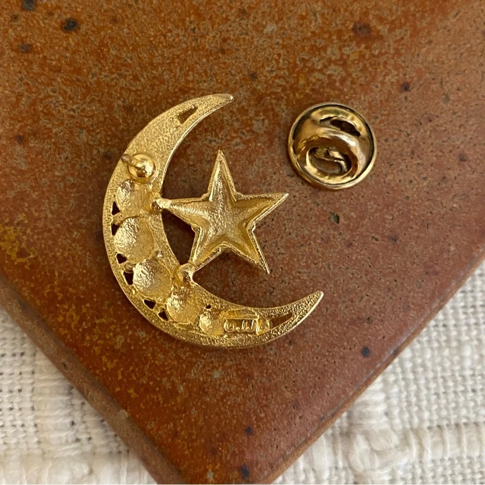 Moon & Star Brooch Celestial Brooch Pin